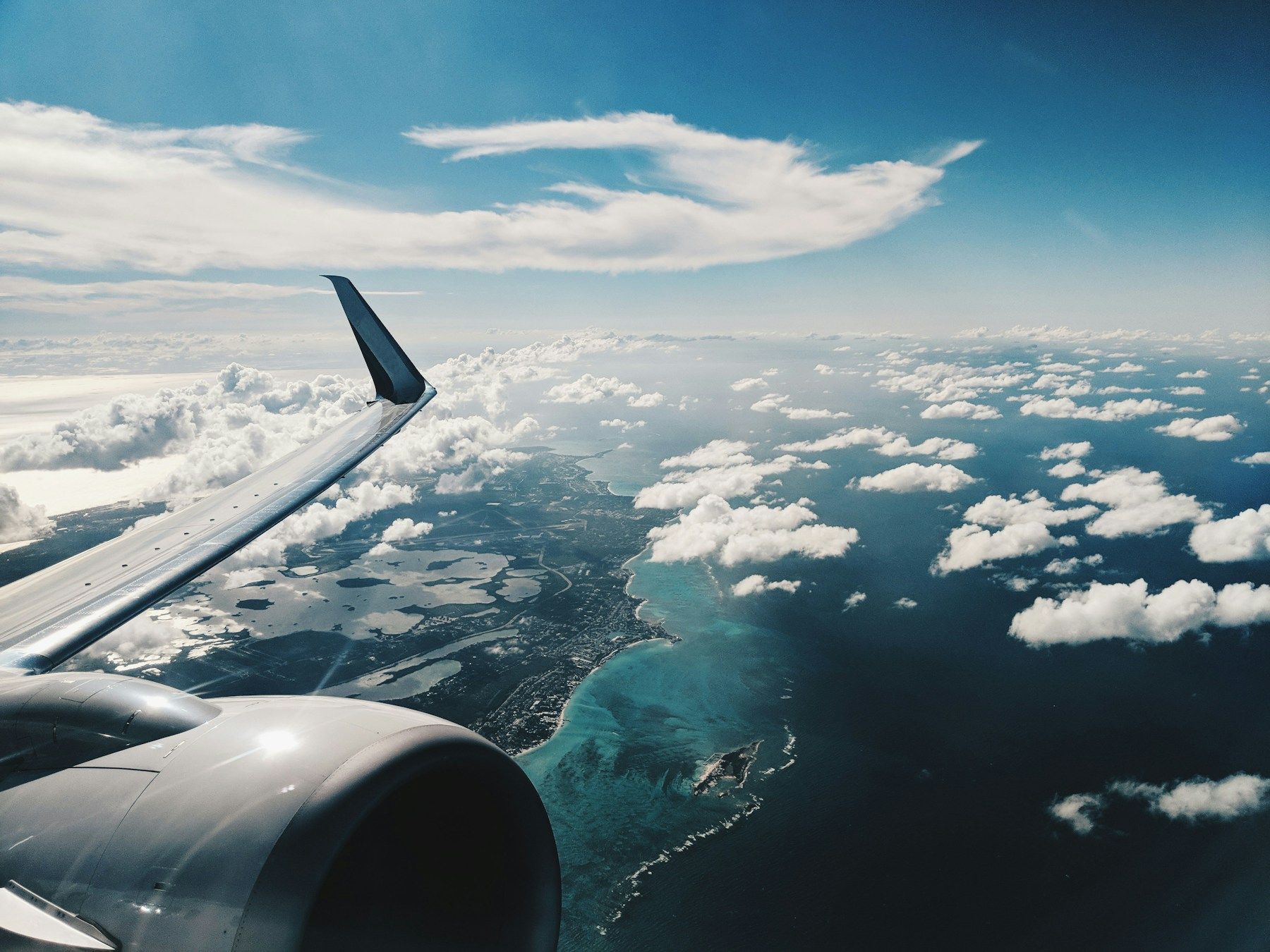 A passenger plane in a clear sky
